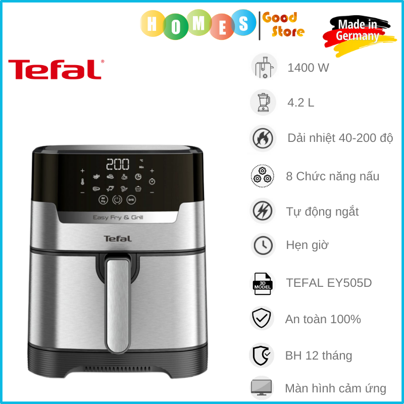 Nồi Chiên Không Dầu Tefal FW501815 Gồm 8 Chức Năng Chiên Dung Tích 11 Lít Công Suất 2000 W - Hàng Chính Hãng