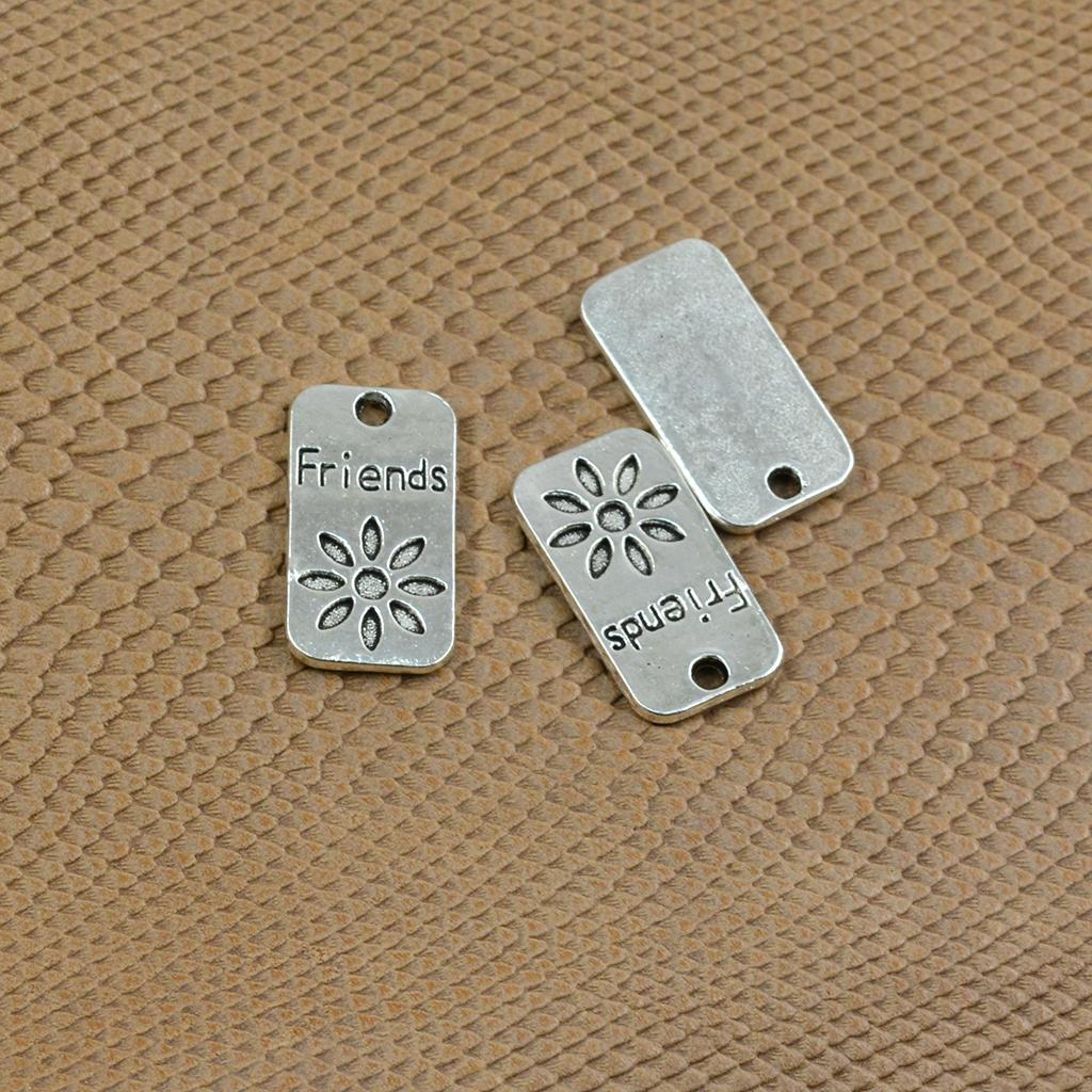 20 Pieces Alloy Rectangle Flower Pendants Charms Findings for DIY Jewelry Making