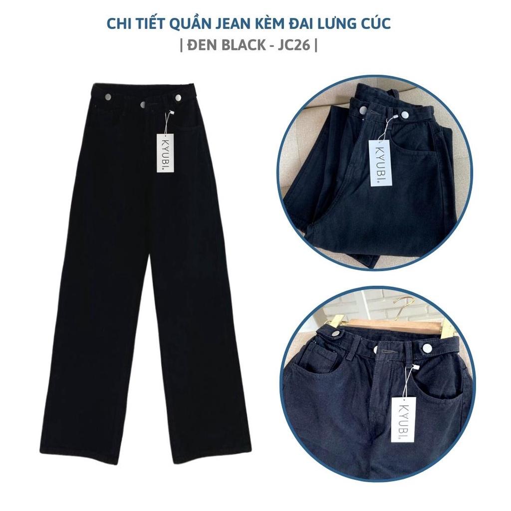 Quần Jean baggy ống suông rộng nữ Ulzzang Kyubi cơ bản có lai - Jean cullote Kyubi BJR21L