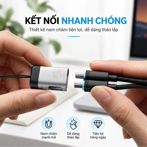 Cáp USB Type-C to Type-C Cuktech 6A TPE 20cm 240W CTC620S - Hàng chính hãng