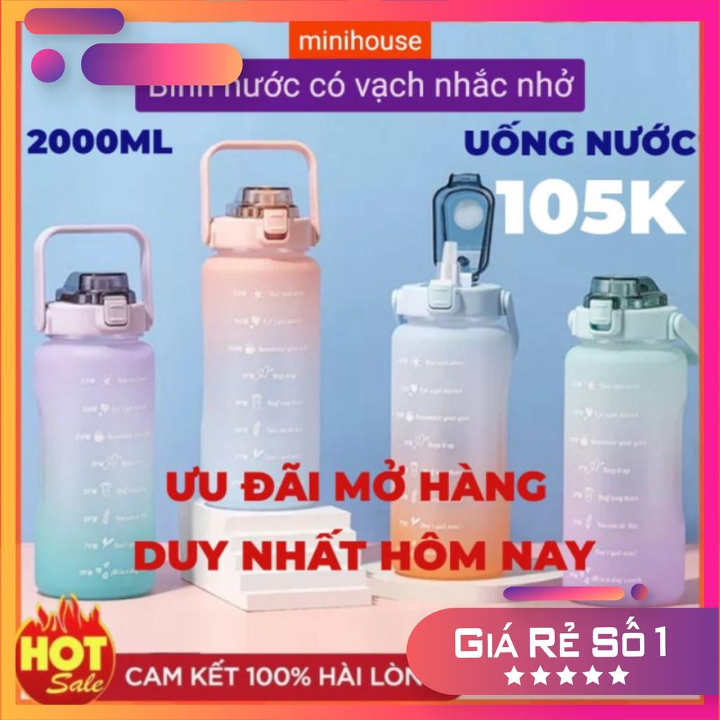 Bình đựng nước , Bình nước chia vạch 2 lít nhắc nhở uống nước