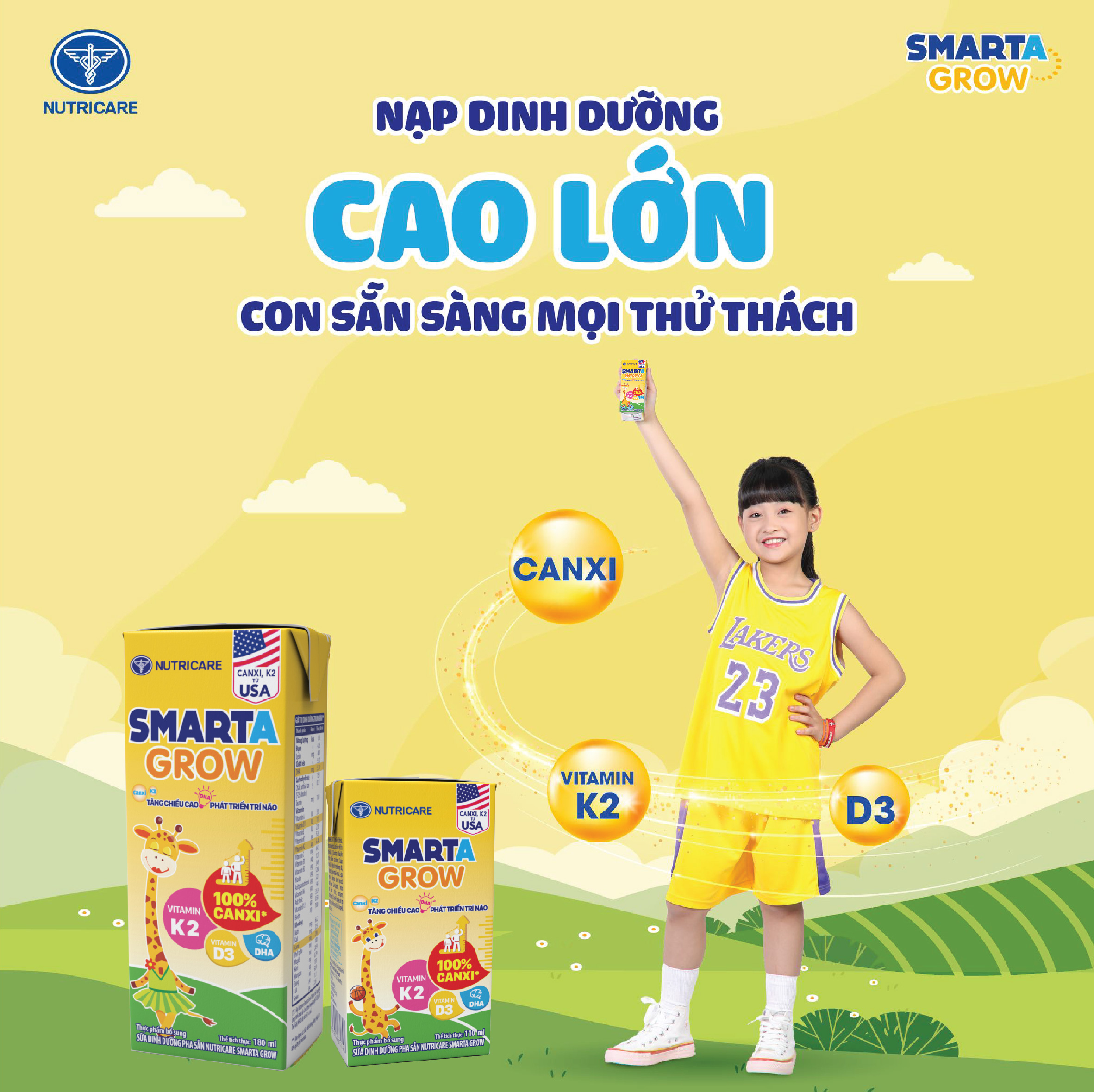 [Mua 11 lốc tặng 1] Sữa nước Nutricare Smarta Grow vị trái cây nhiệt đới (180ml)