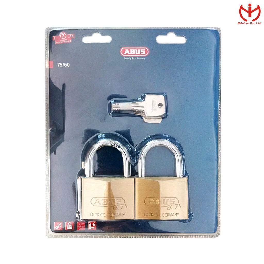 Bộ 2 ổ khóa ABUS 75/60 CT thân đồng chung chìa - MSOFT