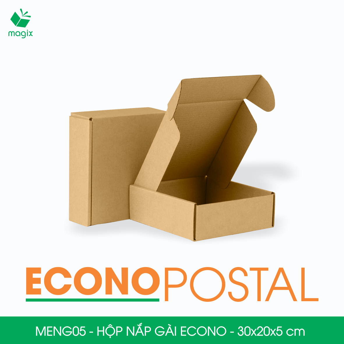 MENG05 - 30x20x5 - 20 Hộp carton nắp gài đóng hàng giá rẻ, hộp gói hàng, hộp quà thời trang