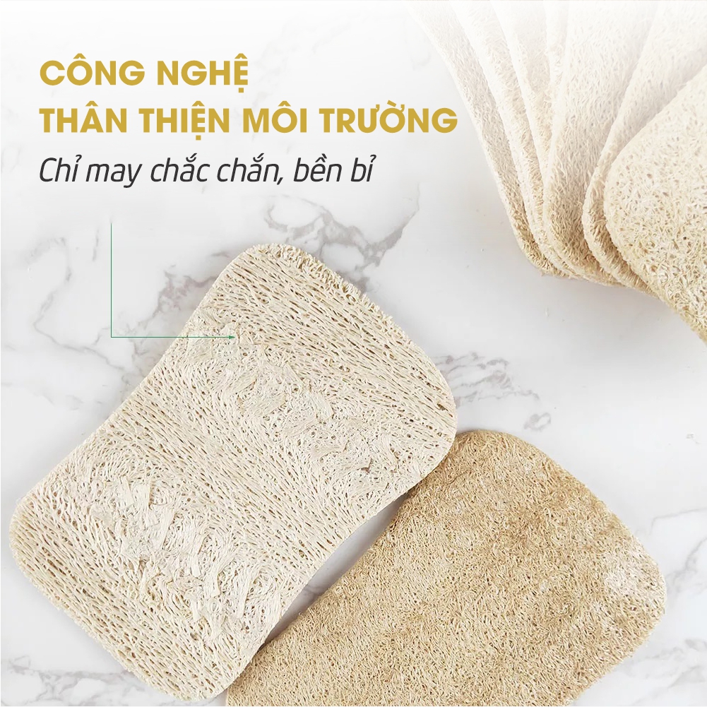 [PHIÊN BẢN MỚI] Xơ Mướp Rửa Chén Bát Xoong Nồi Cao Cấp ECODEALS - 100% xơ mướp hữu cơ, kích thước lớn, chỉ may chắc chắn