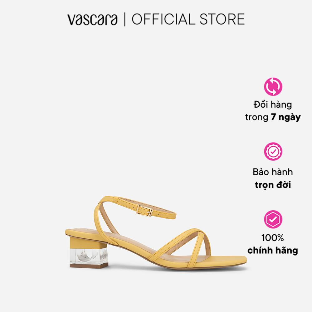 Vascara Giày Sandal Ankle Strap Phối Gót - SDN 0747