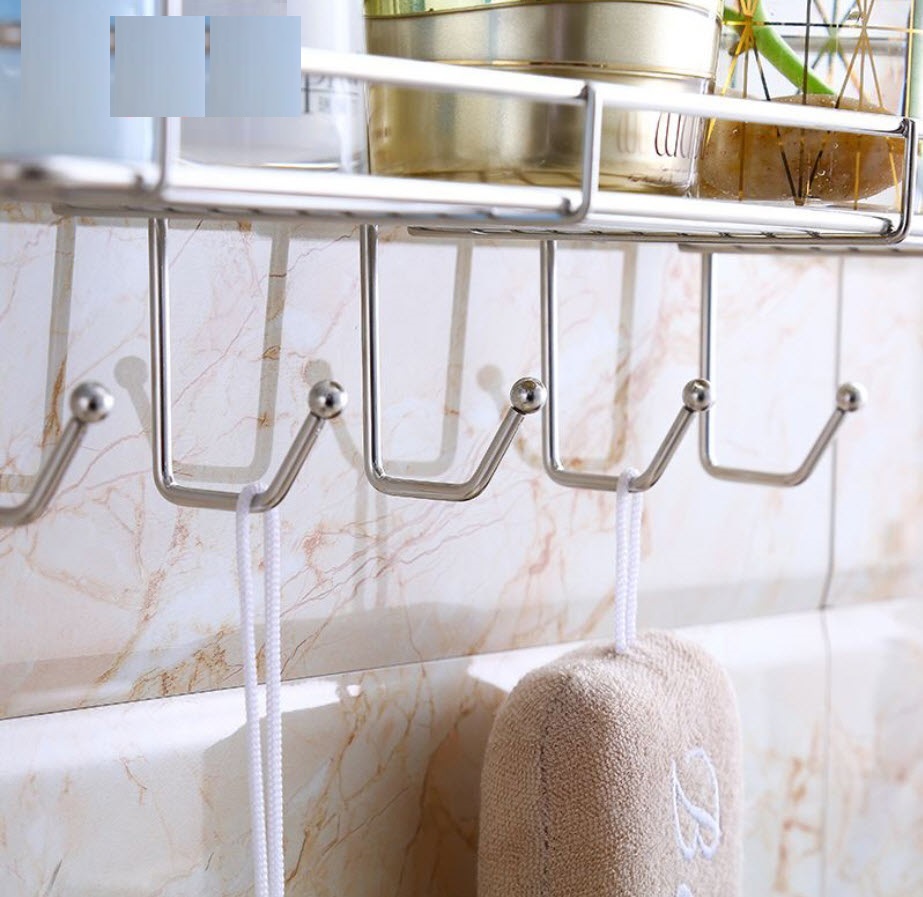 Kệ chữ nhật để đồ treo khăn dán tường inox 304