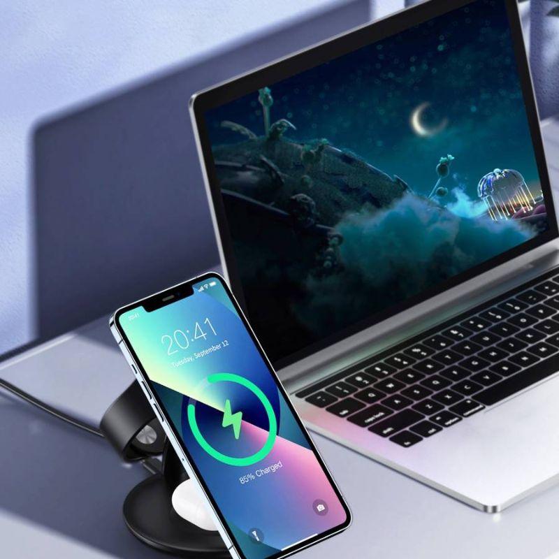 Đế sạc không dây 3 in 1 Choetech T587-F dành cho điện thoại, tai nghe và đồng hồ thông minh