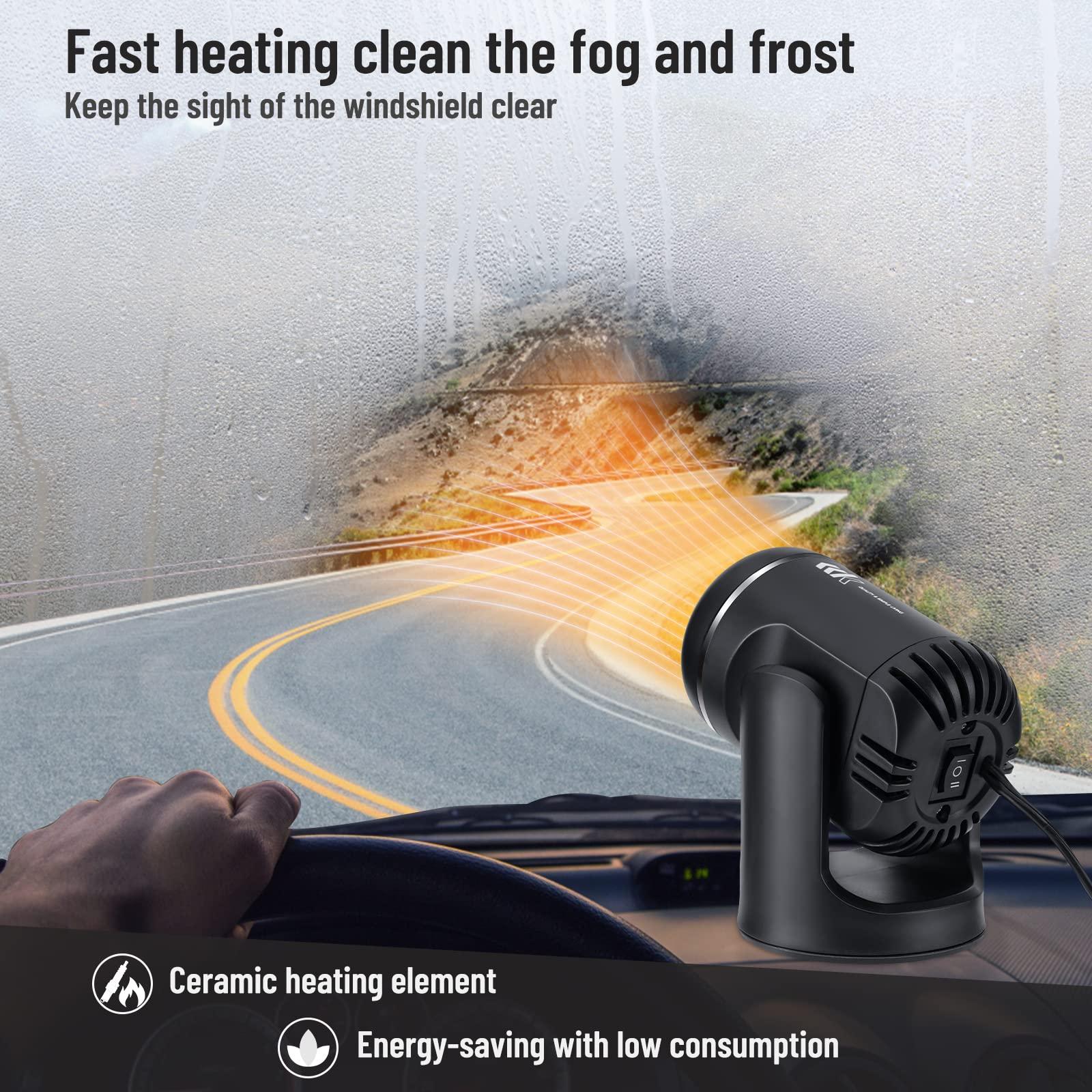 Quạt sưởi ấm xe, sưởi ấm xe 12V 130W và quạt 2 trong 1, xe di động defogger defroster làm nóng nhanh Aut