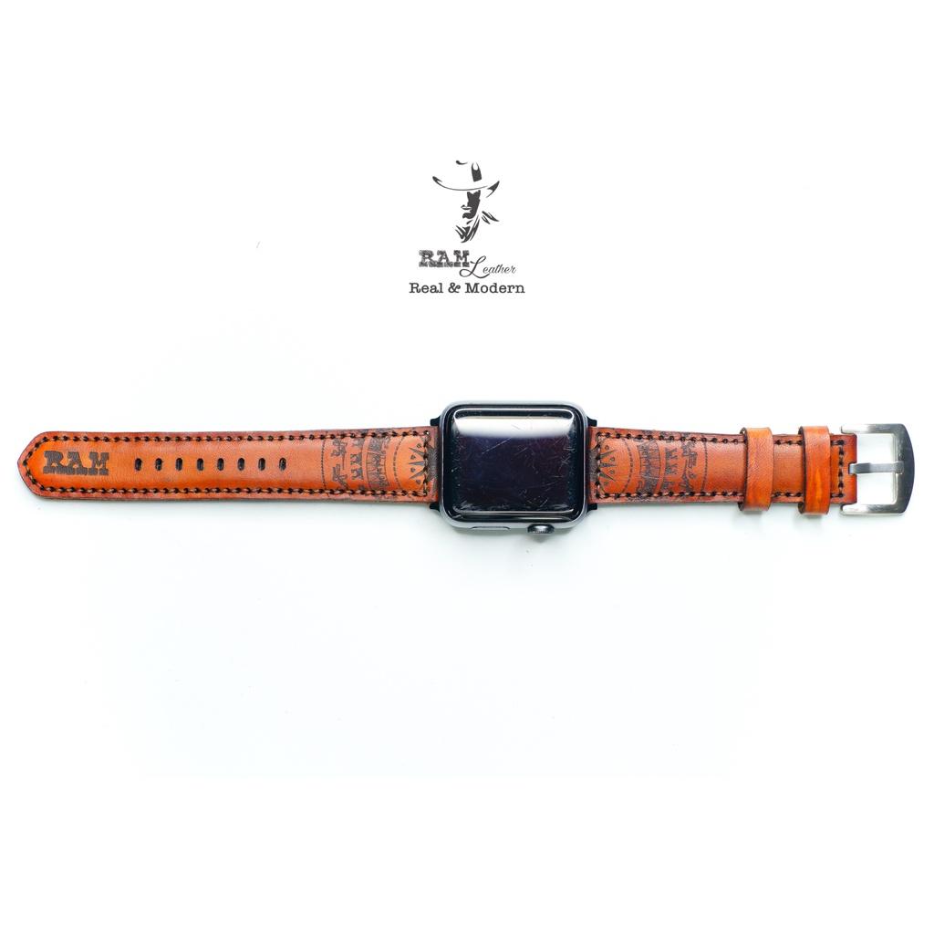 Dây đồng hồ trống đồng da bò thảo mộc vegtan cao cấp nâu sáng handmade bền chắc - chính hãng RAM Leather