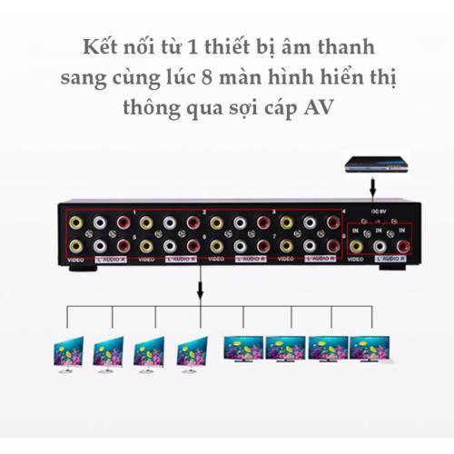 Bộ chia tín hiệu AV 1 ra 8 MT- Viki xịn chia các tín hiệu âm thanh và hình ảnh 1 đường ra 8 đường