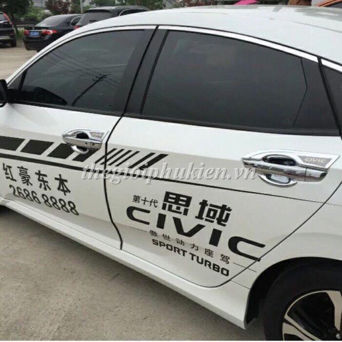 Bộ ốp tay nắm cửa xe Honda Civic 2016-2019 mạ Crom - Tặng miếng dán trong suốt chống xước hõm cửa