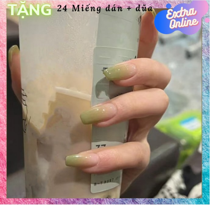 Bộ 24 móng tay giả nail thời trang (TẶNG PHỤ KIỆN 24 miếng keo dán sillicon 2 mặt + dũa móng)- Được chọn mẫu