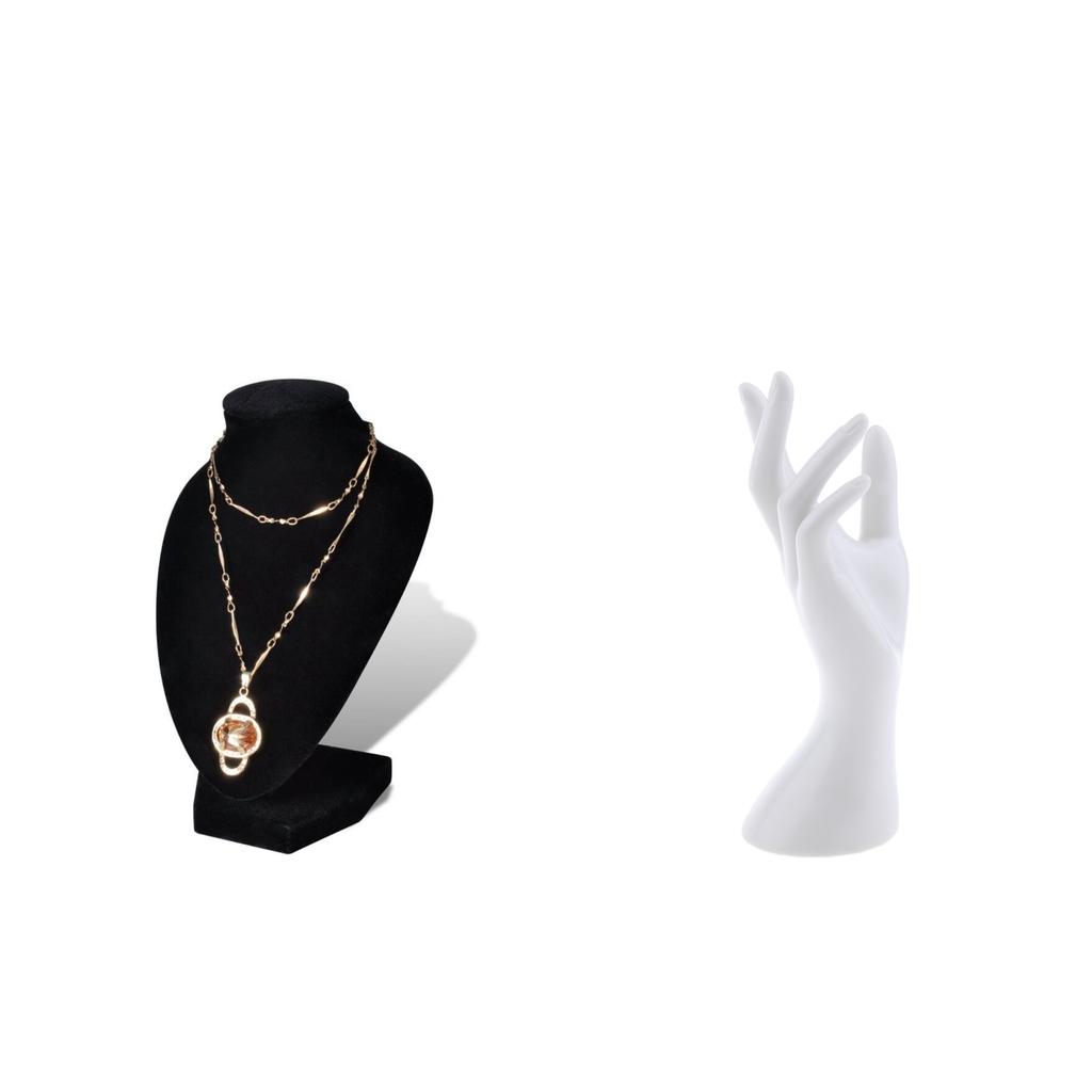 Store Black Velvet Necklace Bust Jewelry Chain Rack Display + Mannequin Hand