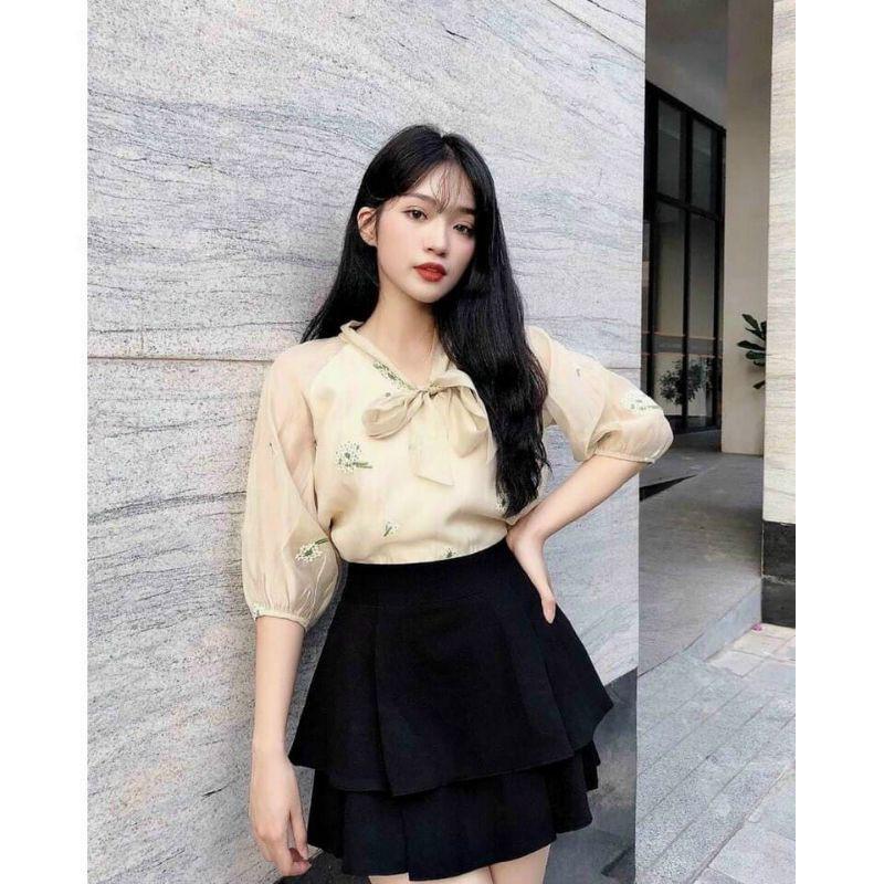 Chân váy tiểu thư XÒE XINH XẮN dáng ngắn- hai tầng