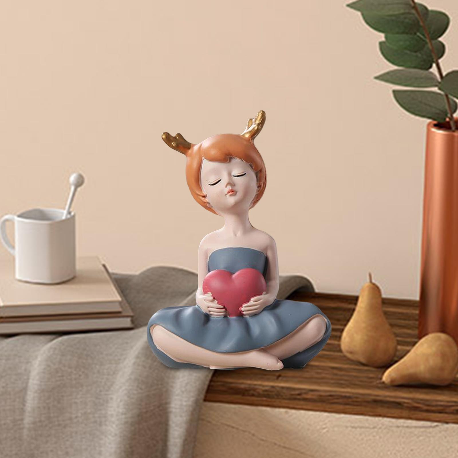 Nordic Girl Figurine Statue  Sculpture for Desktop Home Decor