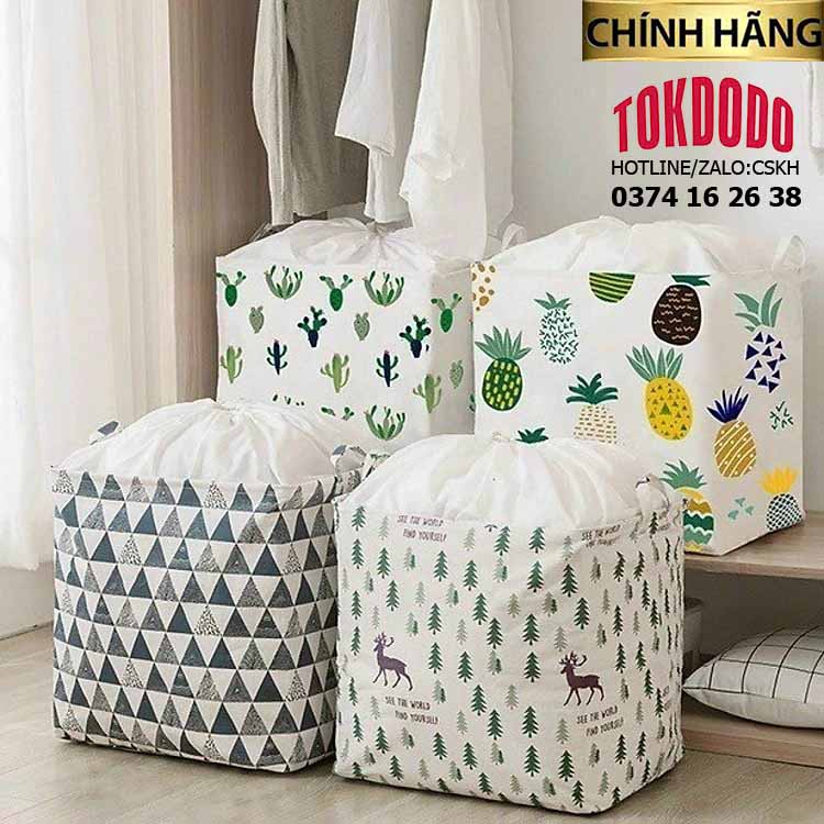 Giỏ đựng quần áo bằng vải cỡ lớn , túi đựng chăn gấp gọn Chính Hãng TOKDODO