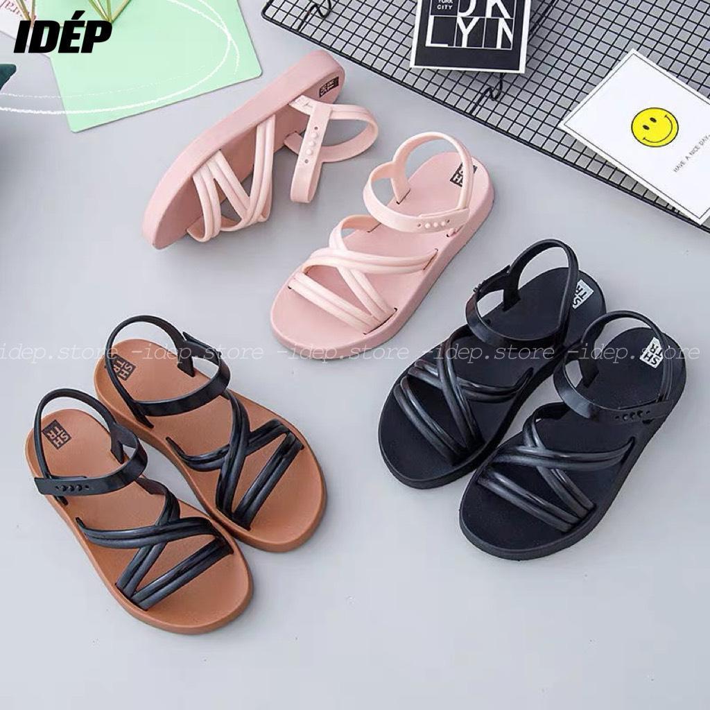 Giày sandal nhựa quai chéo chất liệu cao su INS đi biển, đi mưa siêu bền chống trơn iDÉP- GL070