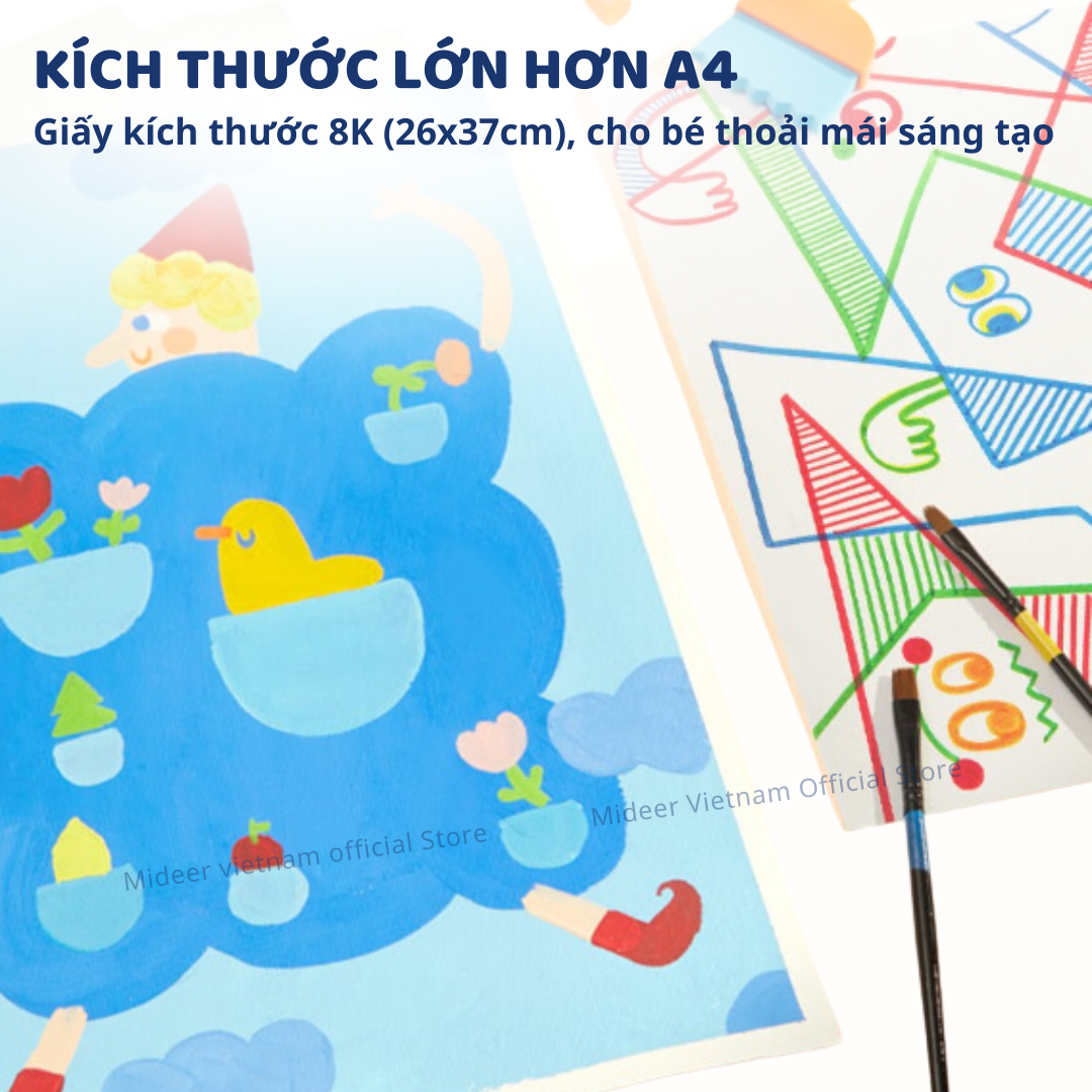 Giấy vẽ màu nước cứng cáp, giấy canson vẽ màu nước, sơn dầu, acrylic Mideer Premium Paint Paper Pad