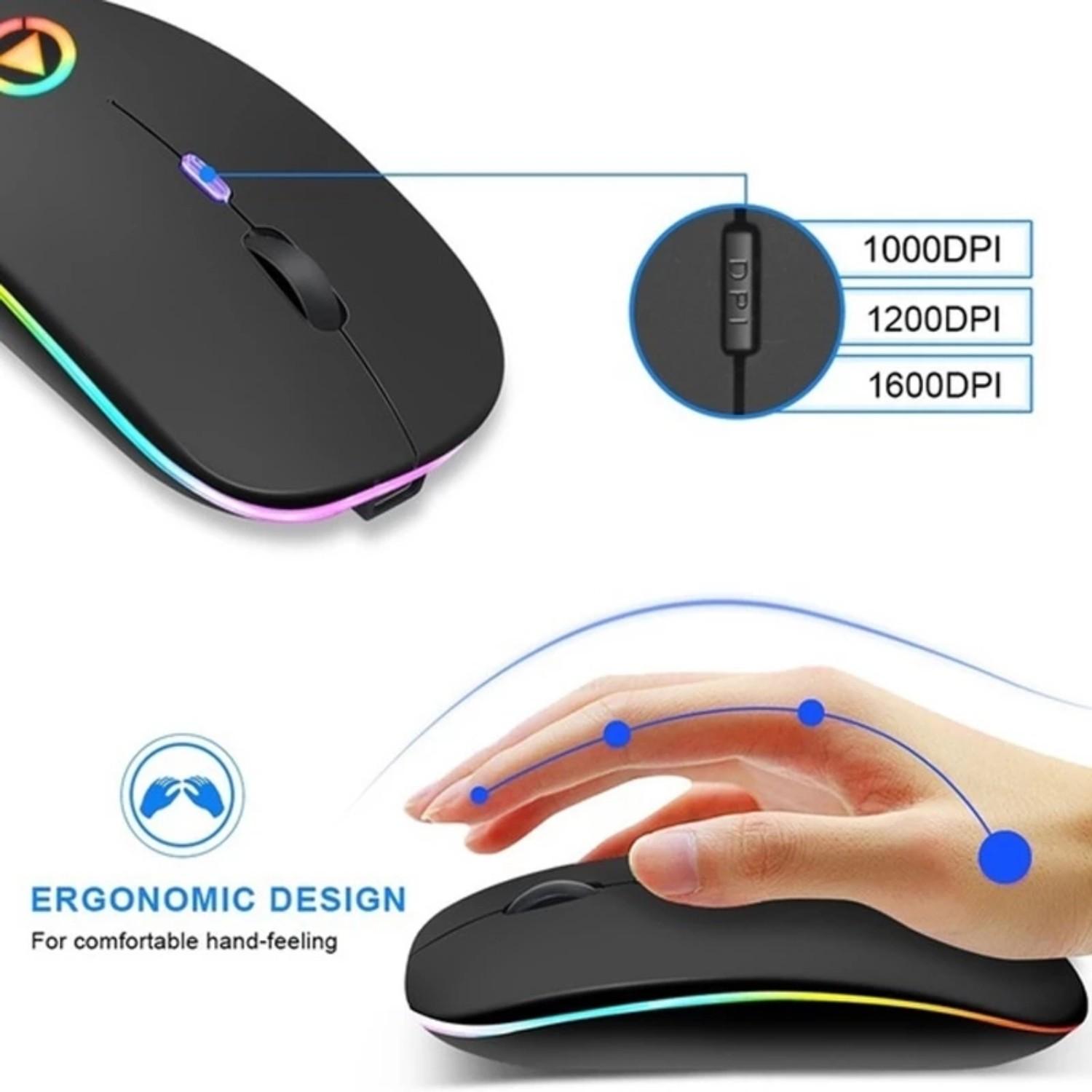 Chuột Bluetooth Không Dây Sạc Mause Với Ma Thuật Đèn Led USB Hai Chế Độ Mỏng Im Lặng RGB Ergonomic Cho Máy Tính Copmputer Laptop