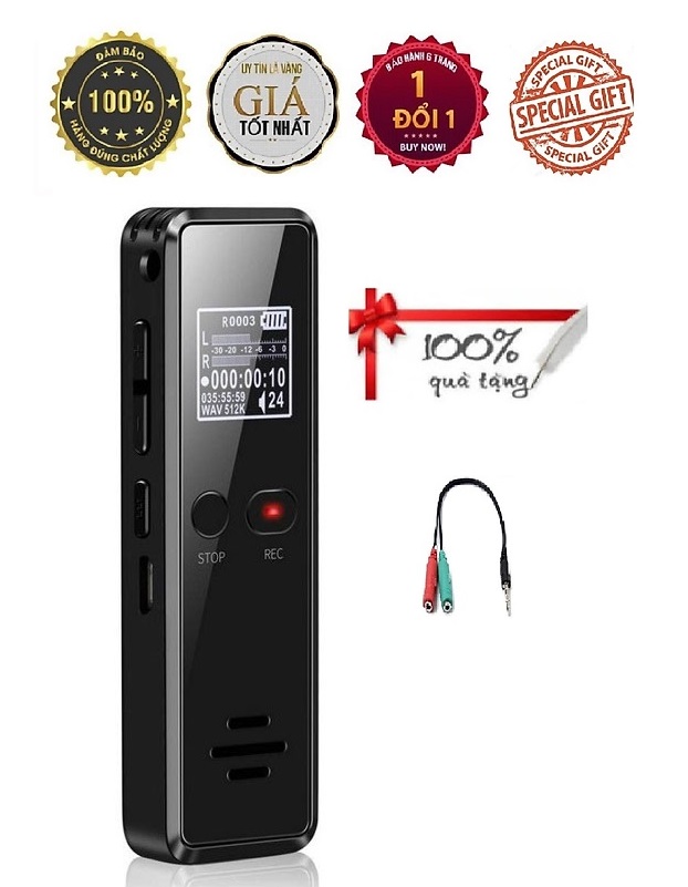KHUYẾN MÃI KHỦNG, SỐ LƯỢNG CÓ HẠN - ROGTZ - Máy ghi âm cầm tay mini DVR 818 Pin Lithium dung lượng cao Ghi âm 35h Siêu nhỏ Bộ nhớ 8GB Đa chức năng Màn LCD Tương thích nhiều thiết bị Mic kép Chống ồn chủ động Hàng Chính Hãng