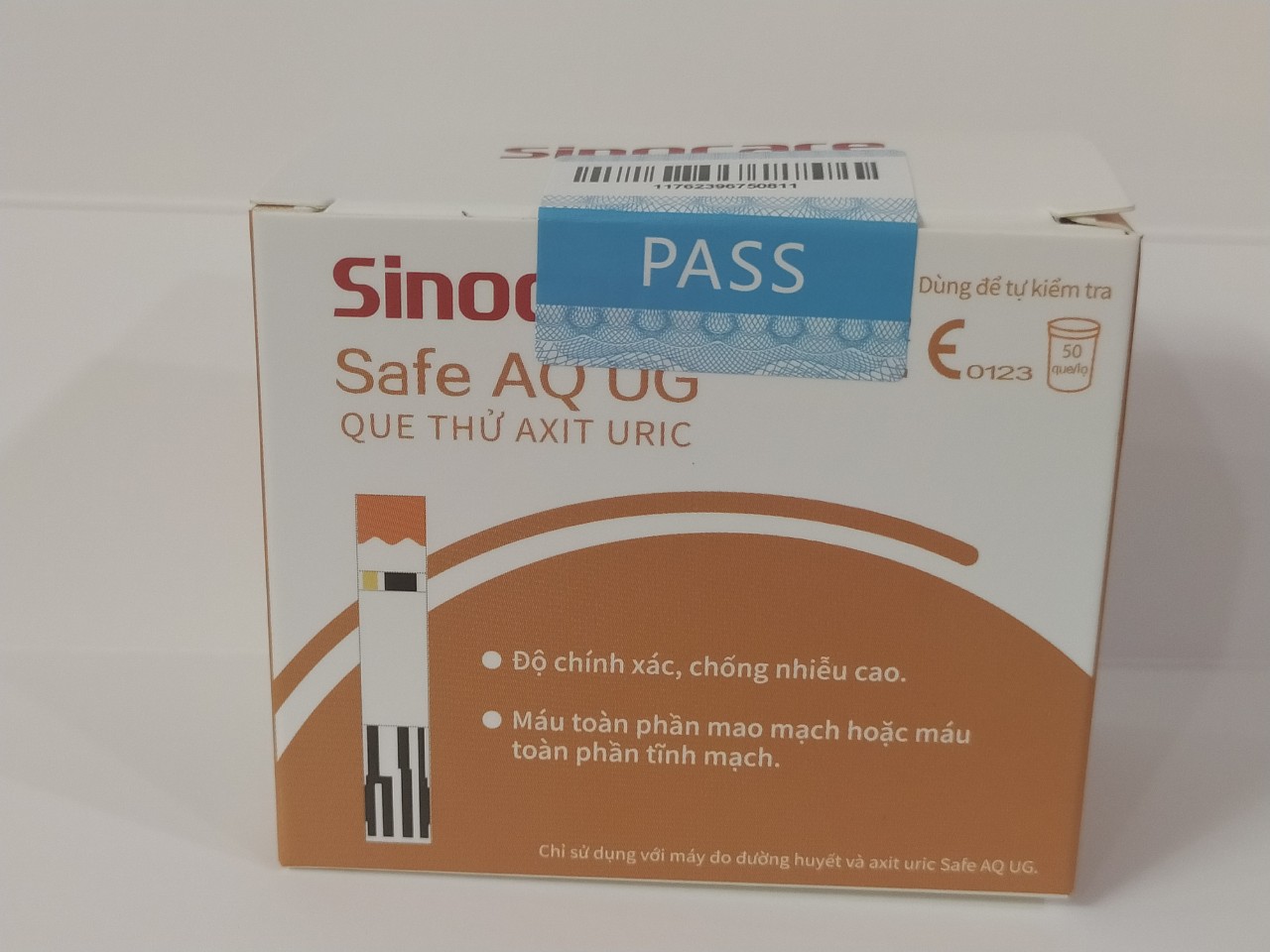 50 Que Thử Axid Uric  ( Bệnh Gút) Dùng Cho Máy Safe AQ UG Sinocare  kèm 50 Kim Chích máu