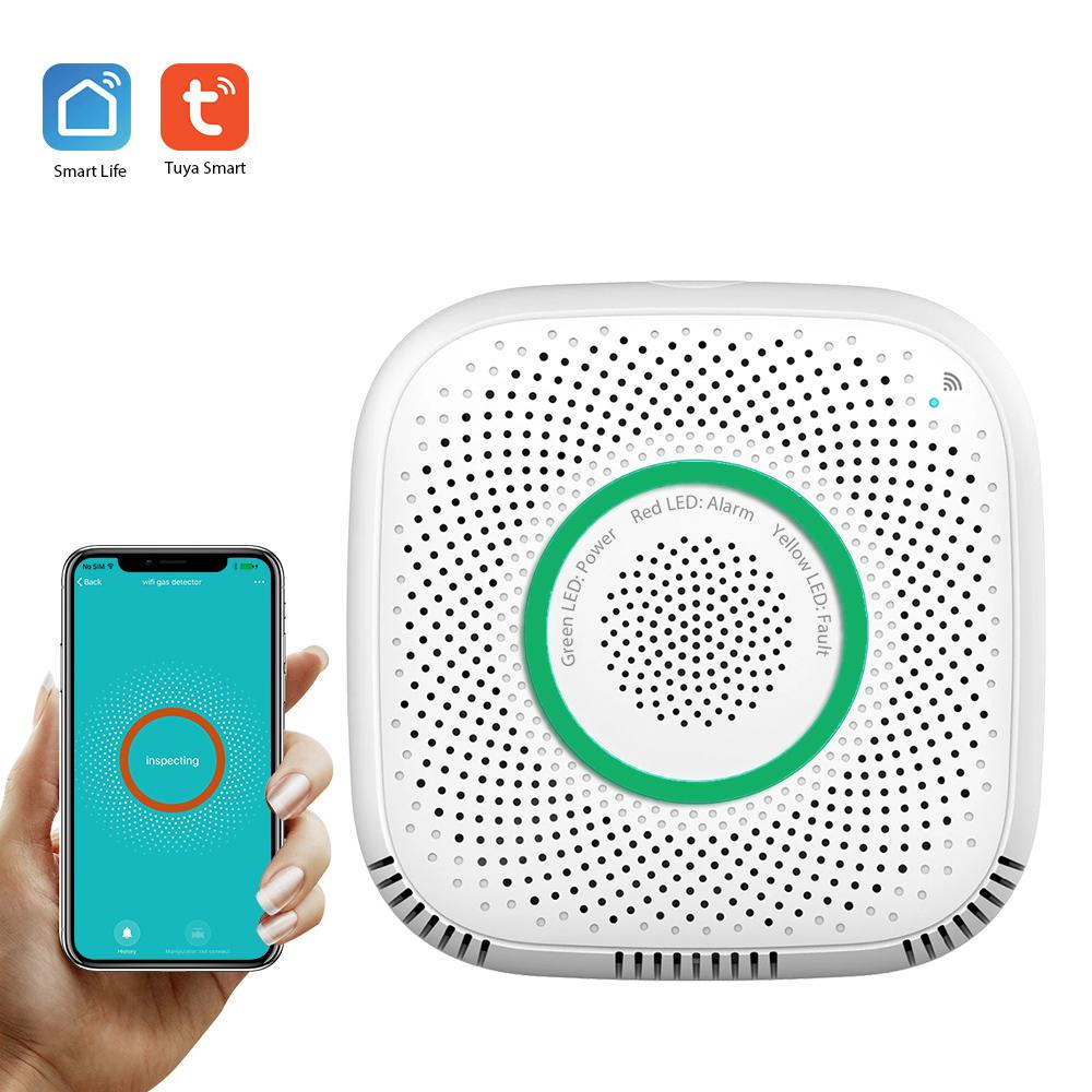WIFI Gas Detector Household Combustible Gas Leak Detector Natural Liquefied Petroleum Gas Leak Tester Sniffer with Sound Alarm APP Notification Pushing SmartLife Tuya APP Remote Control