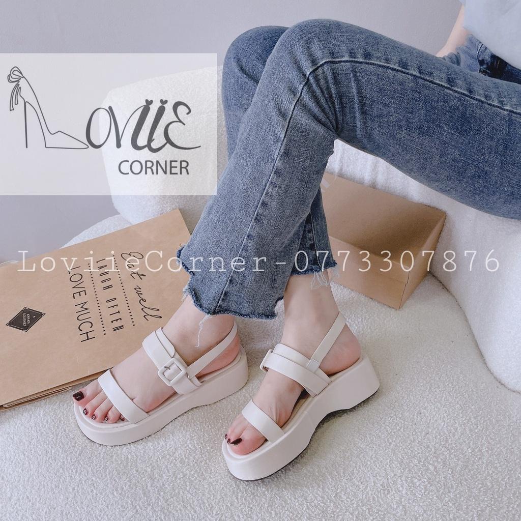 SANDAL XUỒNG LOVIIECORNER - GIÀY THỜI TRANG ĐẾ BẰNG HAI QUAI NGANG PHONG CÁCH NỮ TÍNH S220902