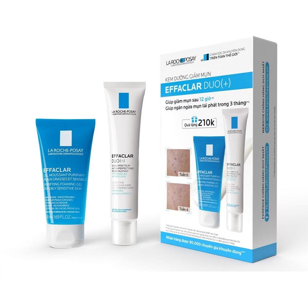 Combo La Roche Posay (Kem Dưỡng Effaclar Duo(+) 40ml + Gel Rửa Mặt Purifying Foaming Gel 50ml)