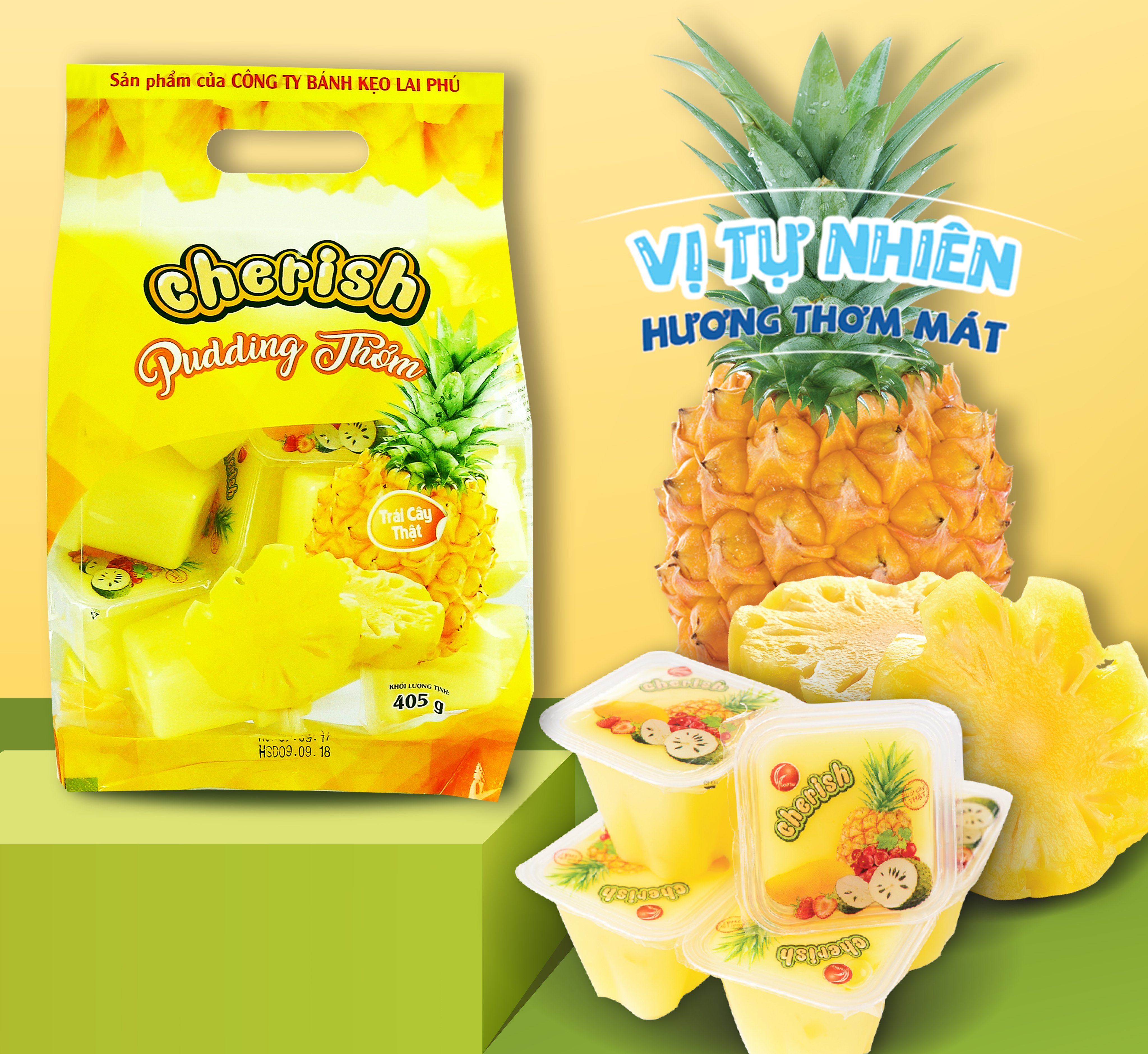 Thạch pudding Cherish vị Thơm 405g