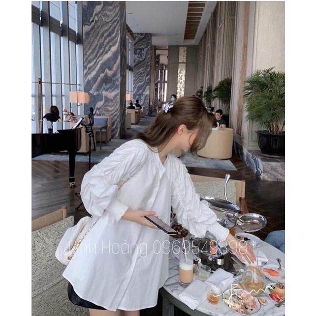 ÁO SƠMI CỔ TÀU TAY NHÚN