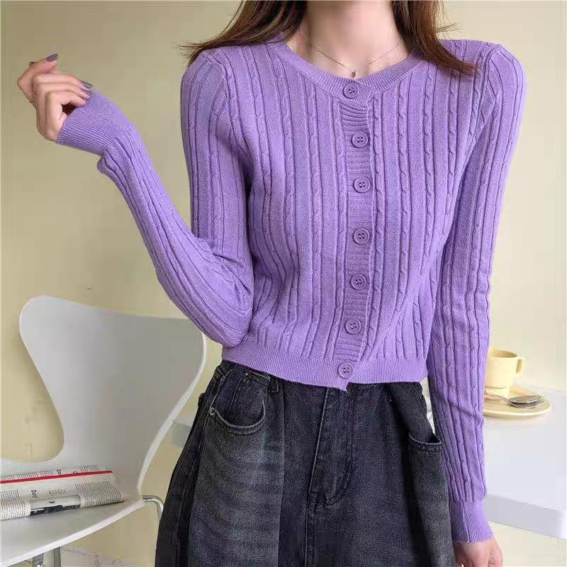MS375 Áo len nữ vặn thừng cổ tròn