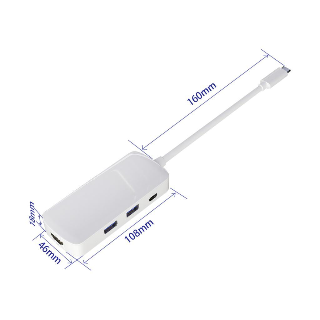Type-c Hub USB-C to  4K Converter with 2xUSB3.0+PD Port Adapter Cable
