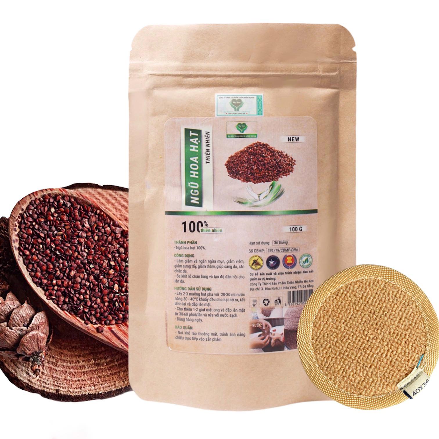 Ngũ hoa hạt thiên nhiên MẸ KEN 100G - ngũ hoa đắp mặt, mặt nạ ngũ hoa hạt, hạt đình lịch