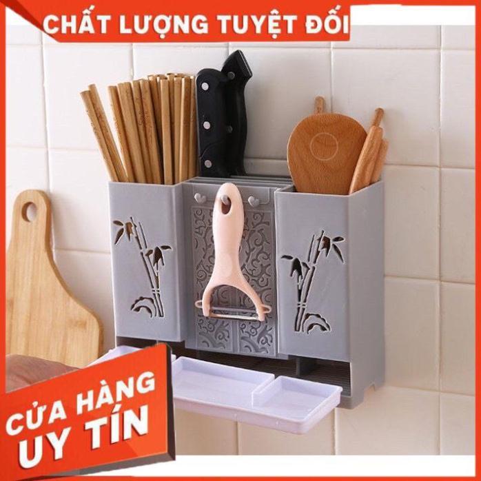 Ống đũa thìa kèm giá cắm dao dán tường gọn gàng tiện dụng