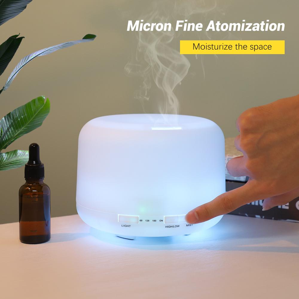 7 Màu Đèn LED Ánh Sáng Điện Máy Tạo Độ Ẩm Không Khí Tinh Tinh Dầu Khuếch Tán Tinh Dầu 500ML Siêu Âm Thanh Máy Tạo Độ Ẩm Phun Sương Tạo