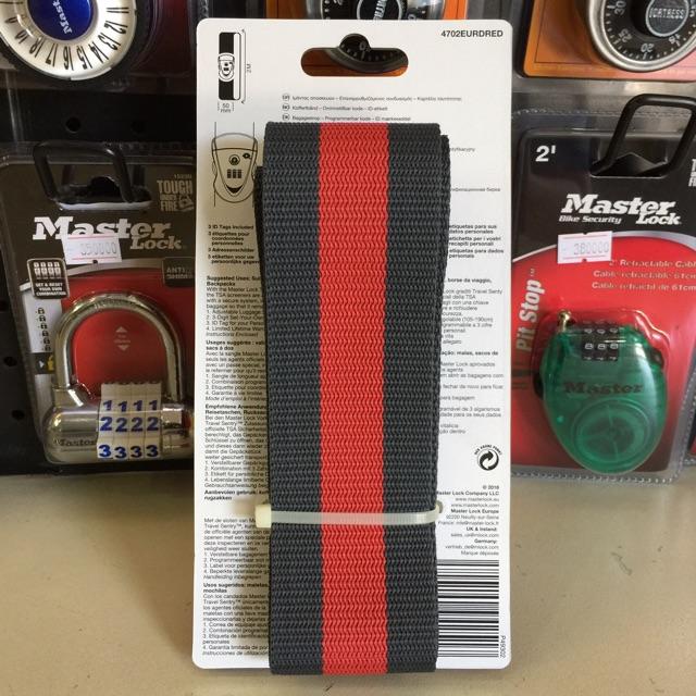Dây Đai Vali Master Lock 4702 EURD RED Đầu khóa số có chứng nhận TSA - MSOFT