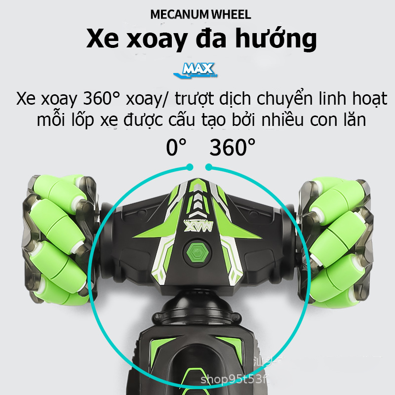 Xe ô tô điều khiển từ xa KAVY 058 bằng cử chỉ có nhạc, đèn phun được khói xoay 360 độ cao