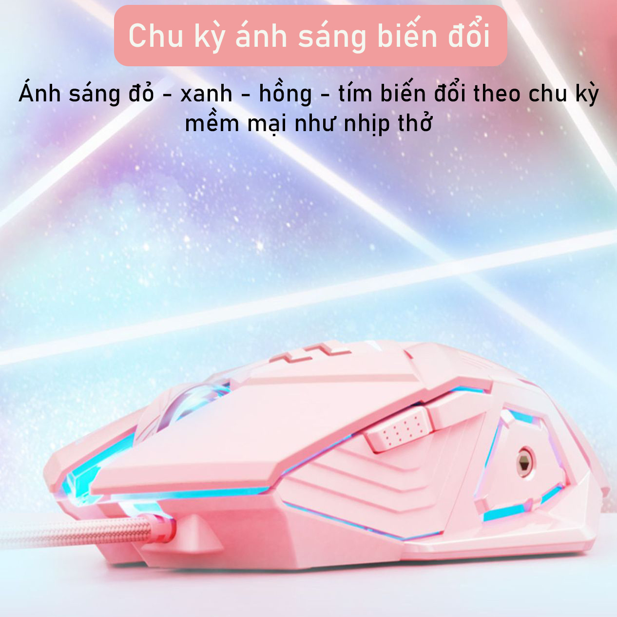 Chuột Máy Tính Màu Hồng Gaming SIDOTECH W5P Dòng Chuột Chơi Game Silent Tắt Tiếng Click Cho Streamer Gaming Esport Chế Độ Nhạy 4000 DPI, LED RGB Biến Đổi 7 Màu, Thiết Kế Công Thái Học, Chuột Gaming Máy Tính- Hàng Chính Hãng