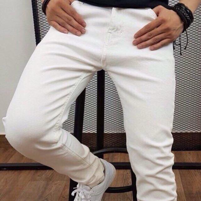 Quần jeans nam trắng trơn cao cấp