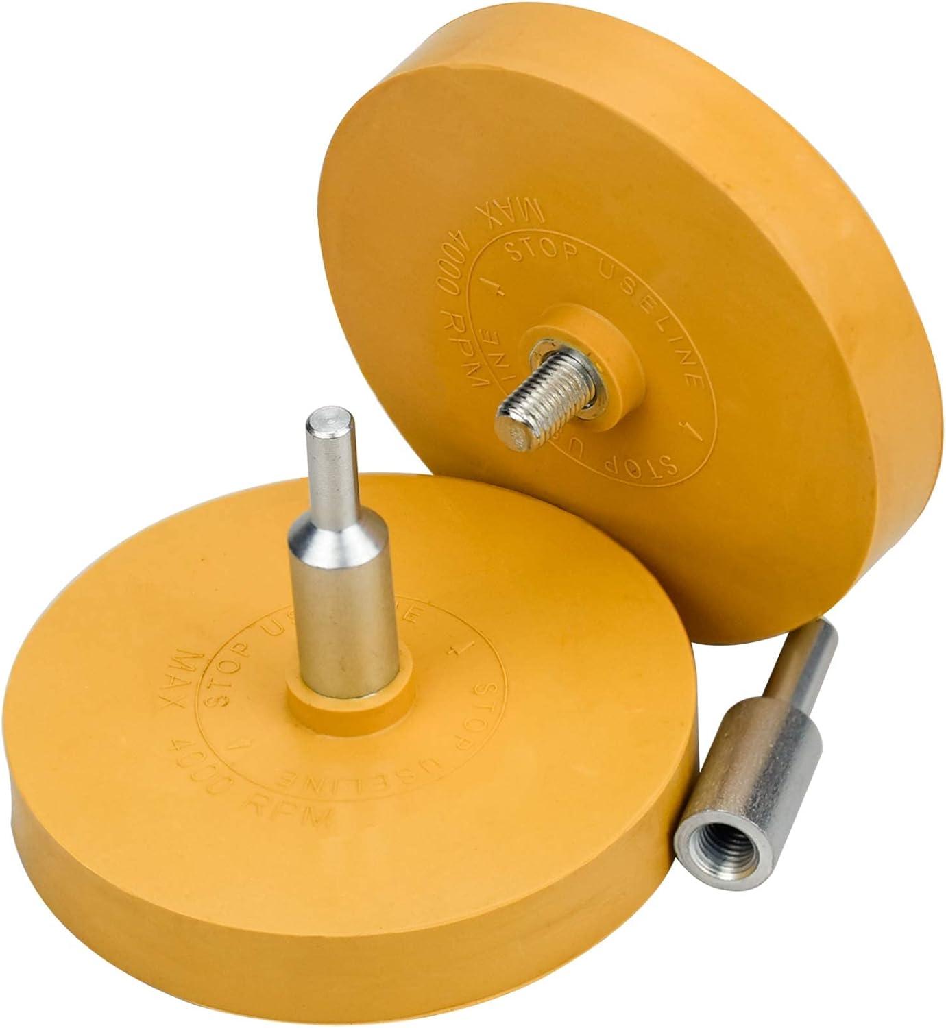 2 Chiếc Thân Xe Tẩy Đồ Trang Trí Bánh Xe 100 Mm Cao Su Tẩy Đĩa Khoan Tẩy Miếng Dán Với 2 Bộ Chuyển Đổi