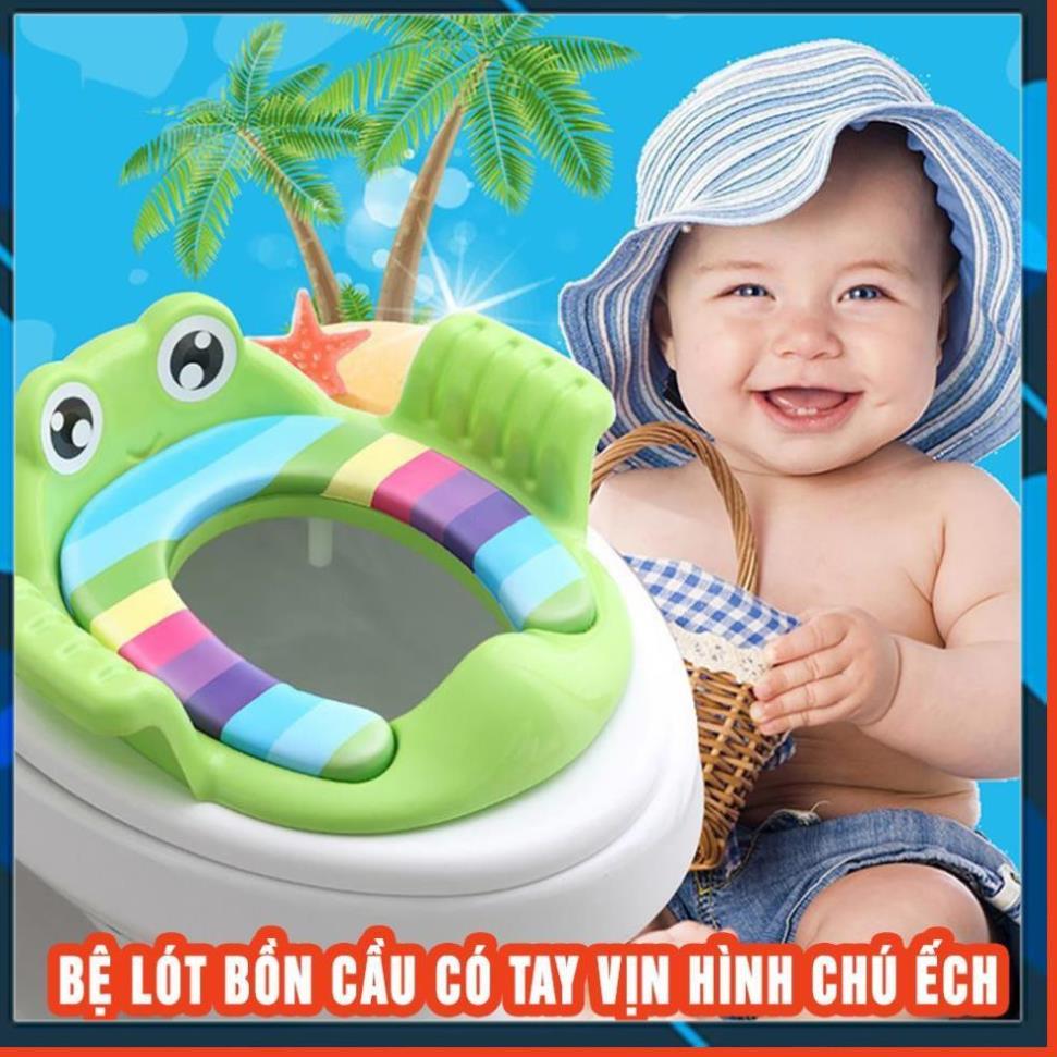 Bệ lót bồn cầu có tay vịn hình chú ếch