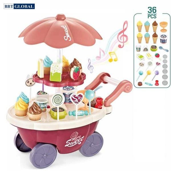 Đồ chơi xe đẩy bán kem cỡ lớn có đèn và nhạc 668-88
