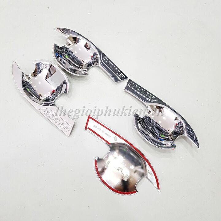 Bộ ốp hõm cửa, chén cửa xe Mitsubishi Outlander mạ Crom