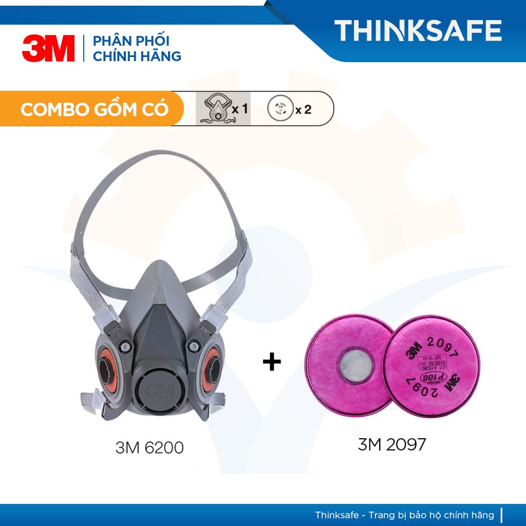 Mặt nạ phòng độc 3M 6200 phin lọc 3M 2097 lọc bụi mịn pm2.5, khói hàn, chống hơi sơn 3m 6200 - 3m 2097