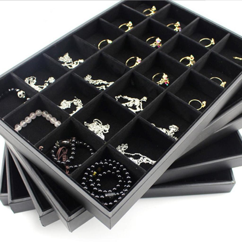 Velvet Bracelet Bangle Watch Jewelry Display Tray Storage Case Box 24/36 Grid