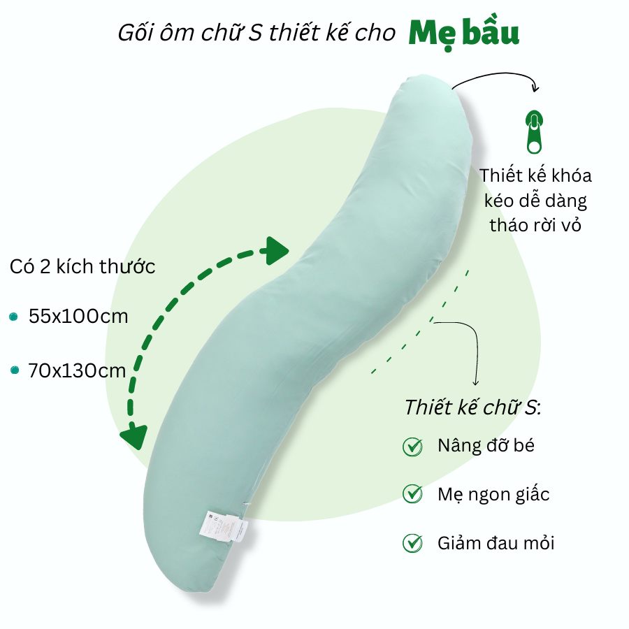 Gối ôm hình chữ S K-Bedding KMP (55x100cm & 70x130cm)