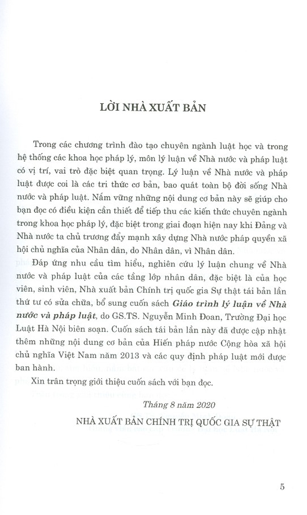 Giáo Trình Lý Luận Về Nhà Nước Và Pháp Luật (Tái Bản Lần Thứ Tư, Có Sửa Chữa, Bổ Sung)