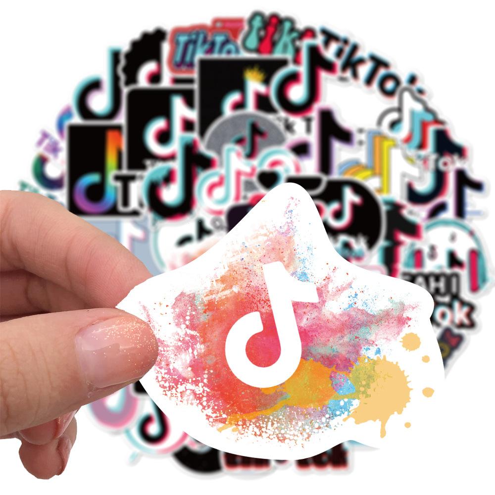 Bộ sticker chủ đề tiktok chống thấm nước trang trí mũ bảo hiểm, đàn, guitar, ukulele, điện thoại laptop