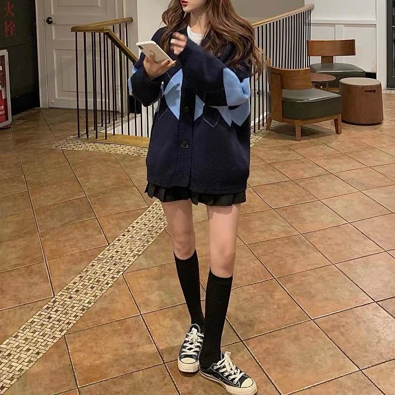 MS734 Áo khoác cardigan len hình trám cổ tim Hàn Quốc
